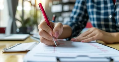 Hand with pen preparing FDA regulatory documents