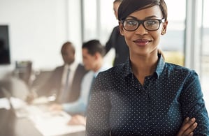 Confident worker woman looking at camera