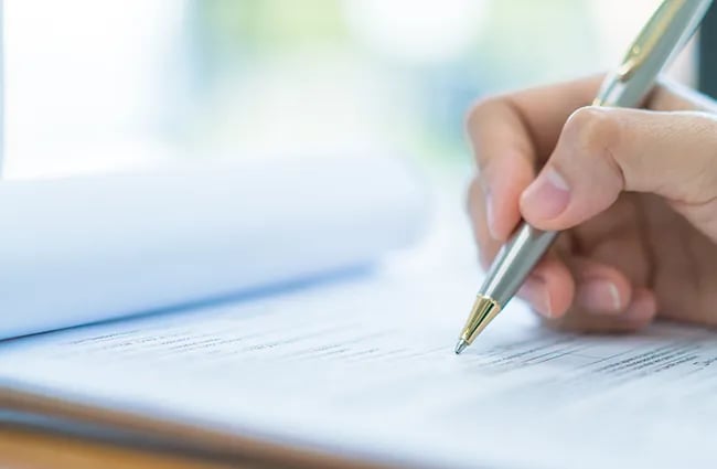 Hand writing on paper