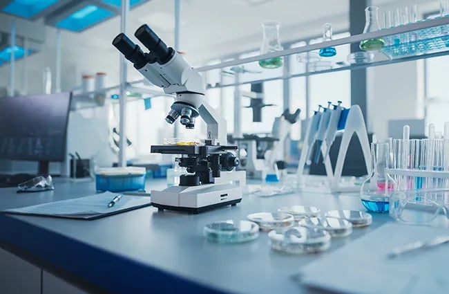 Medical devices and supplies on laboratory table