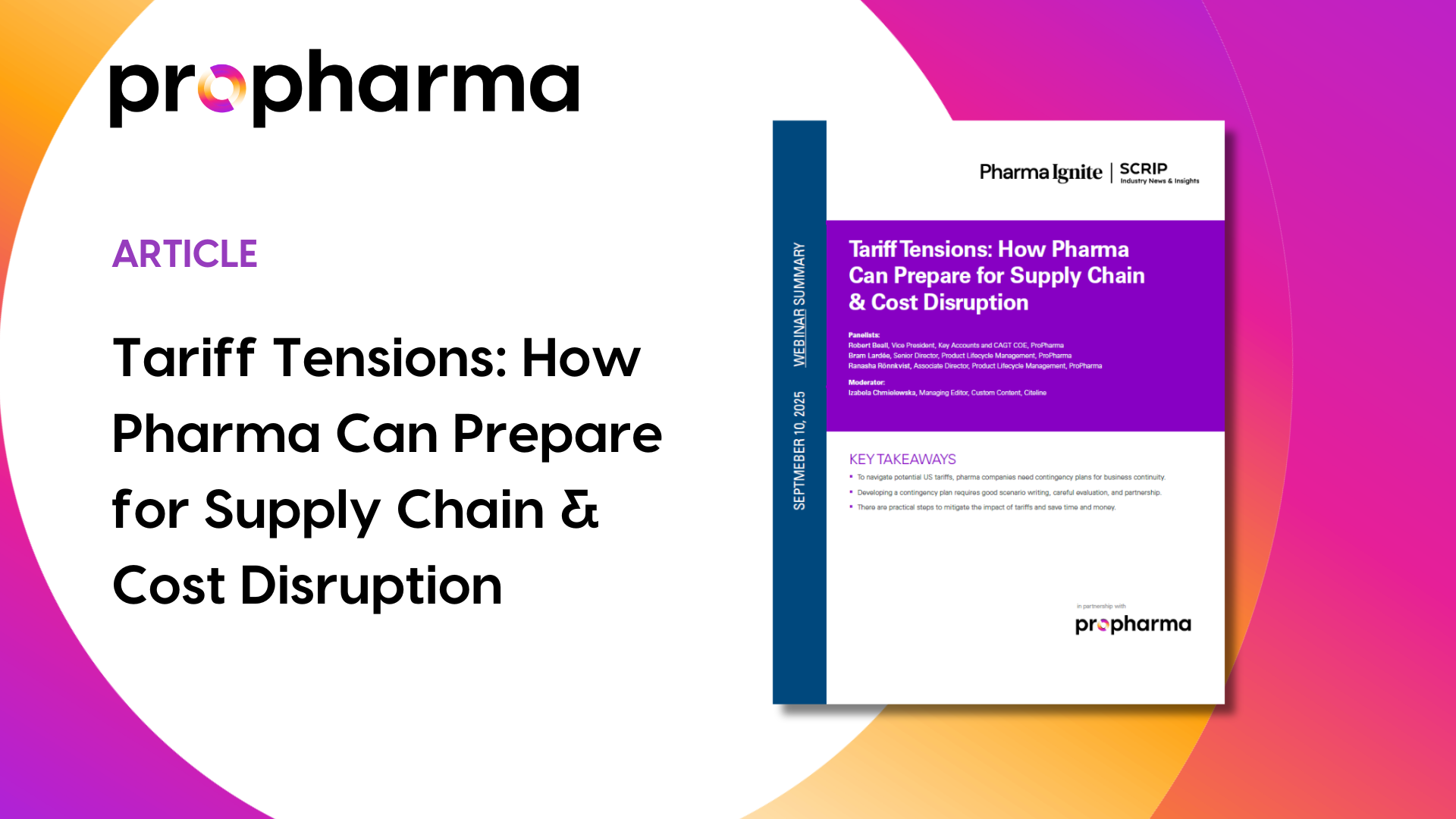 Tariff Tensions: How Pharma Can Prepare for Supply Chain & Cost Disruption